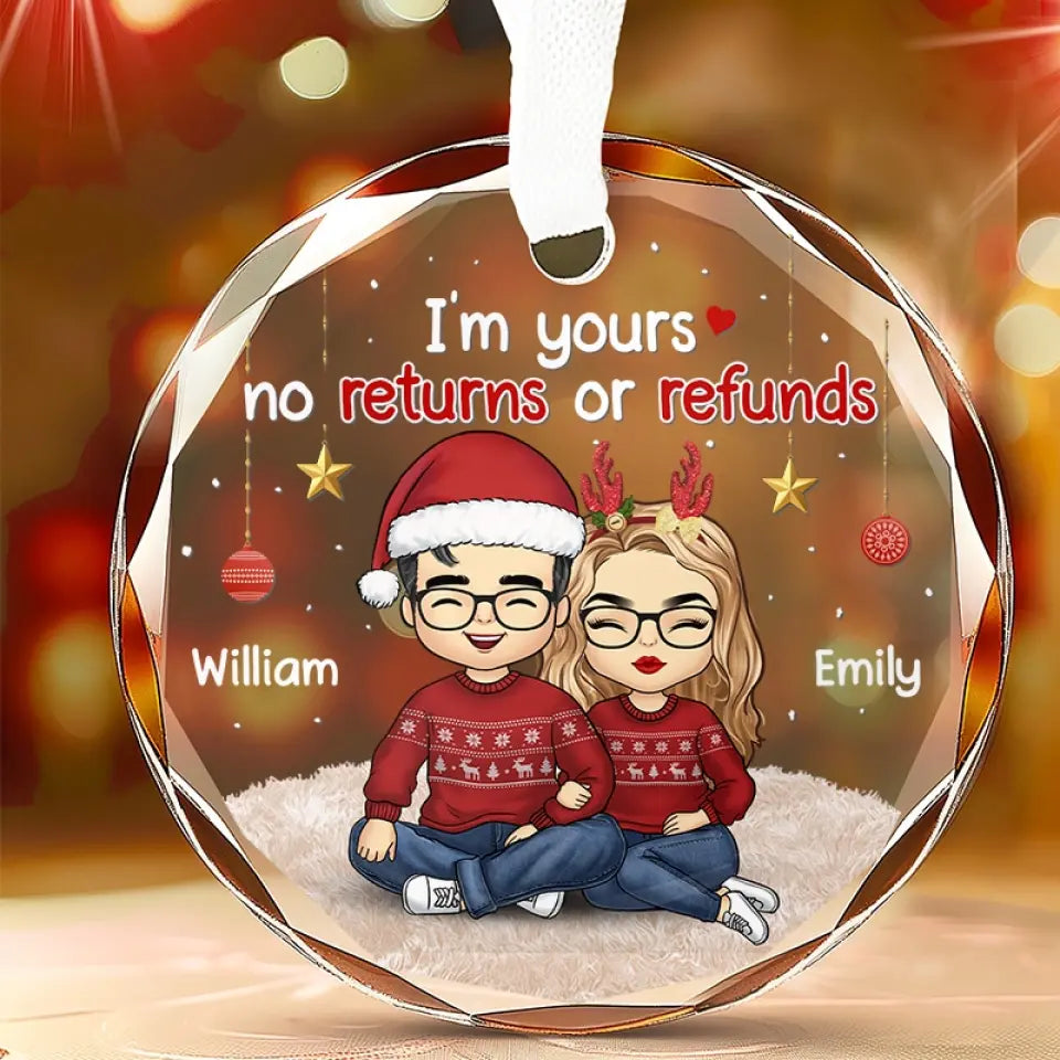 J'aime Noël presque autant que je t'aime - Ornement en verre personnalisé pour couple - Cadeau pour mari et femme, anniversaire