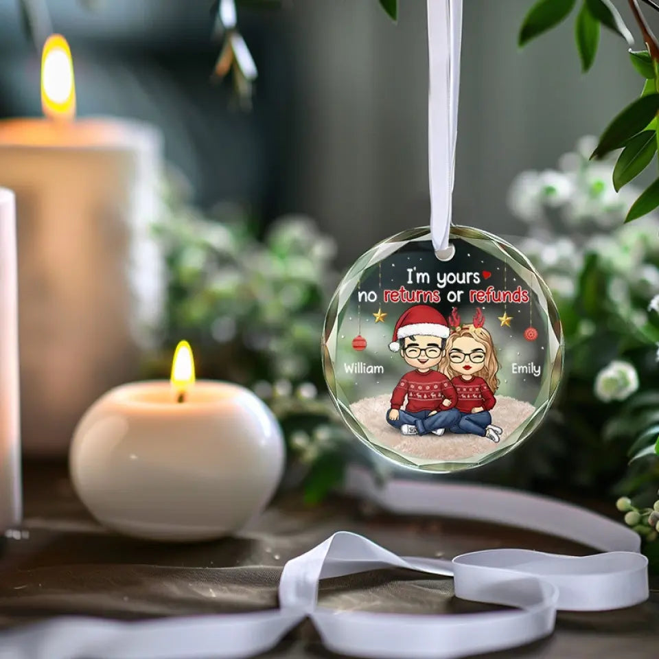 J'aime Noël presque autant que je t'aime - Ornement en verre personnalisé pour couple - Cadeau pour mari et femme, anniversaire