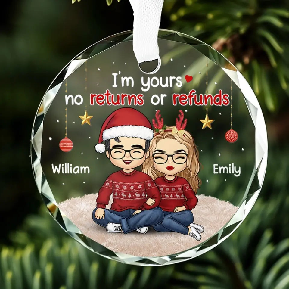 J'aime Noël presque autant que je t'aime - Ornement en verre personnalisé pour couple - Cadeau pour mari et femme, anniversaire