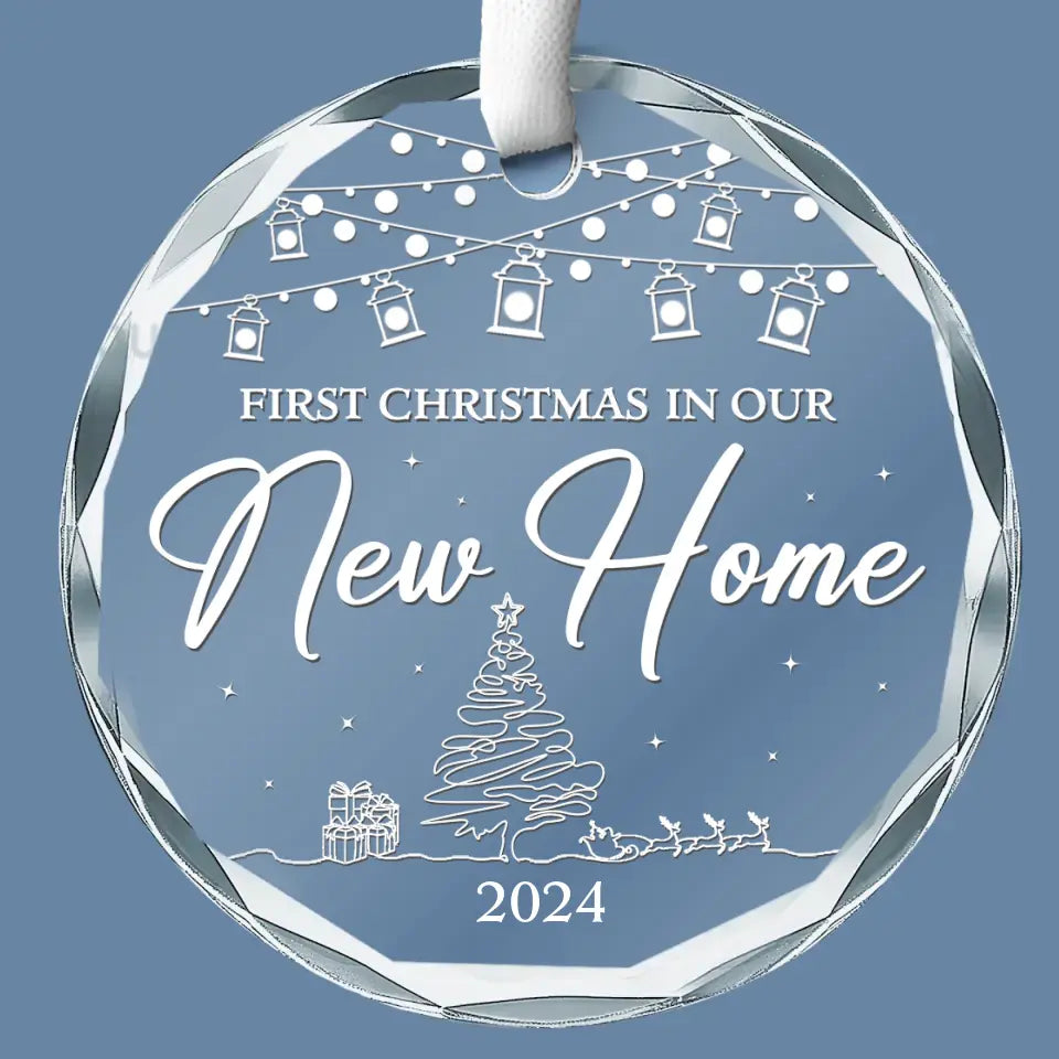 Premier Noël dans notre nouvelle maison - Ornement en verre personnalisé pour couple - Cadeau pour mari et femme, anniversaire, premier Noël