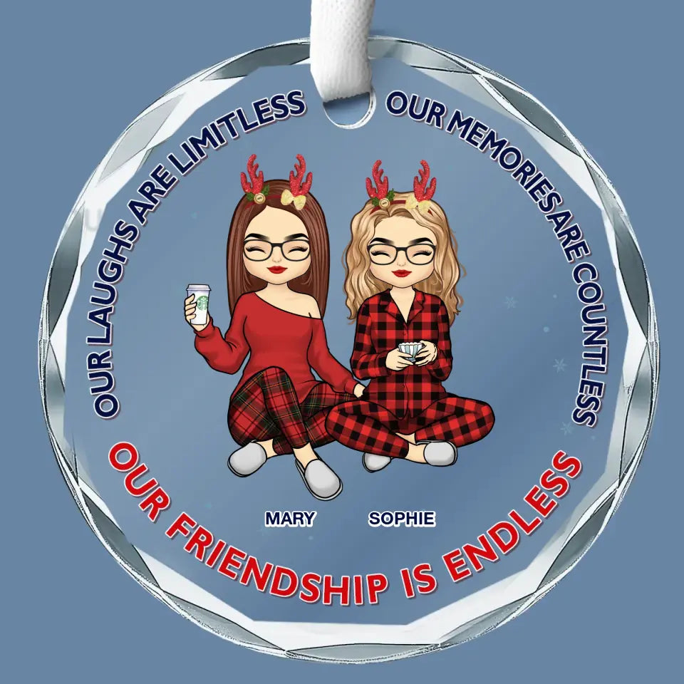 Nos souvenirs sont innombrables, notre amitié est sans fin - Décoration en verre personnalisée Bestie - Cadeau de Noël pour les meilleures amies, BFF, sœurs