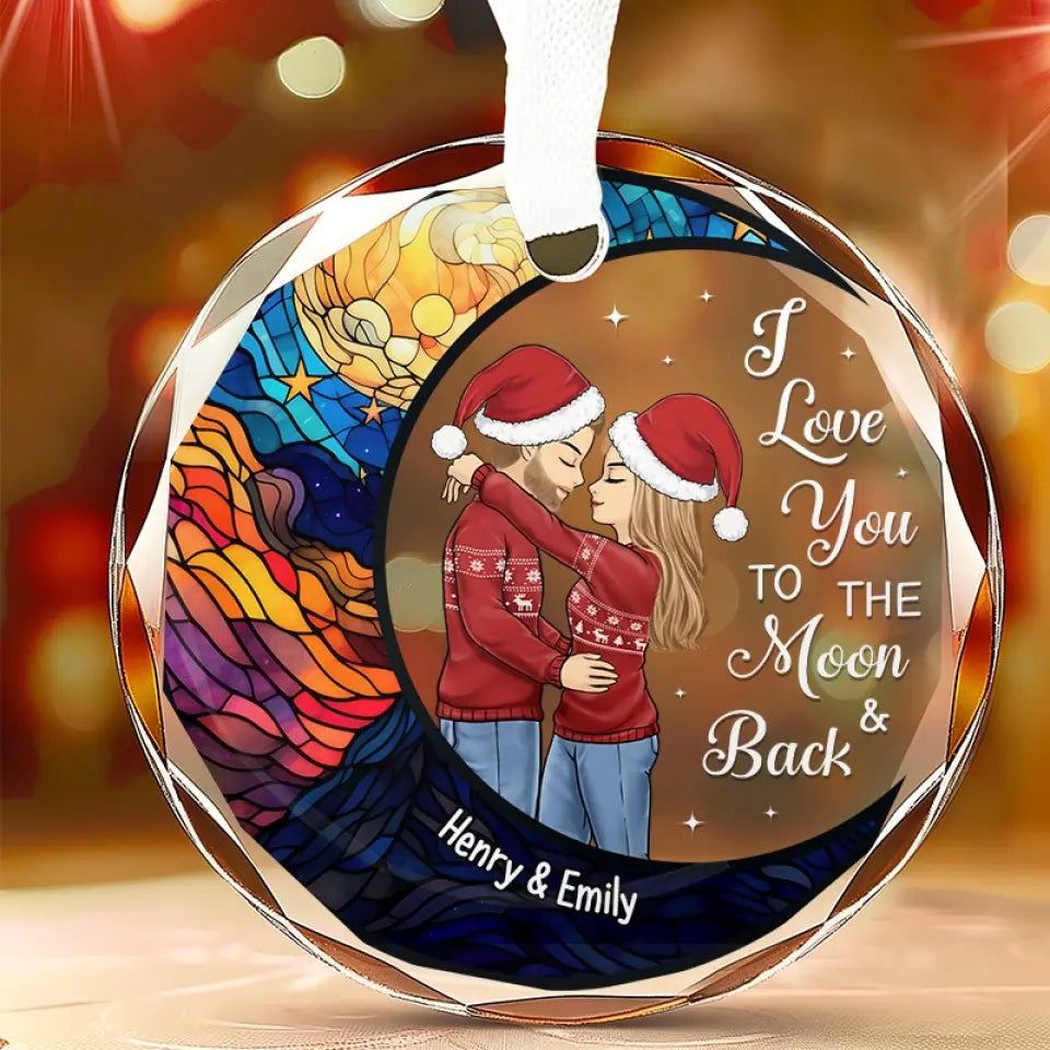 Je t'aime aujourd'hui, demain, pour toujours - Ornement en verre personnalisé pour couple - Cadeau pour mari et femme, anniversaire