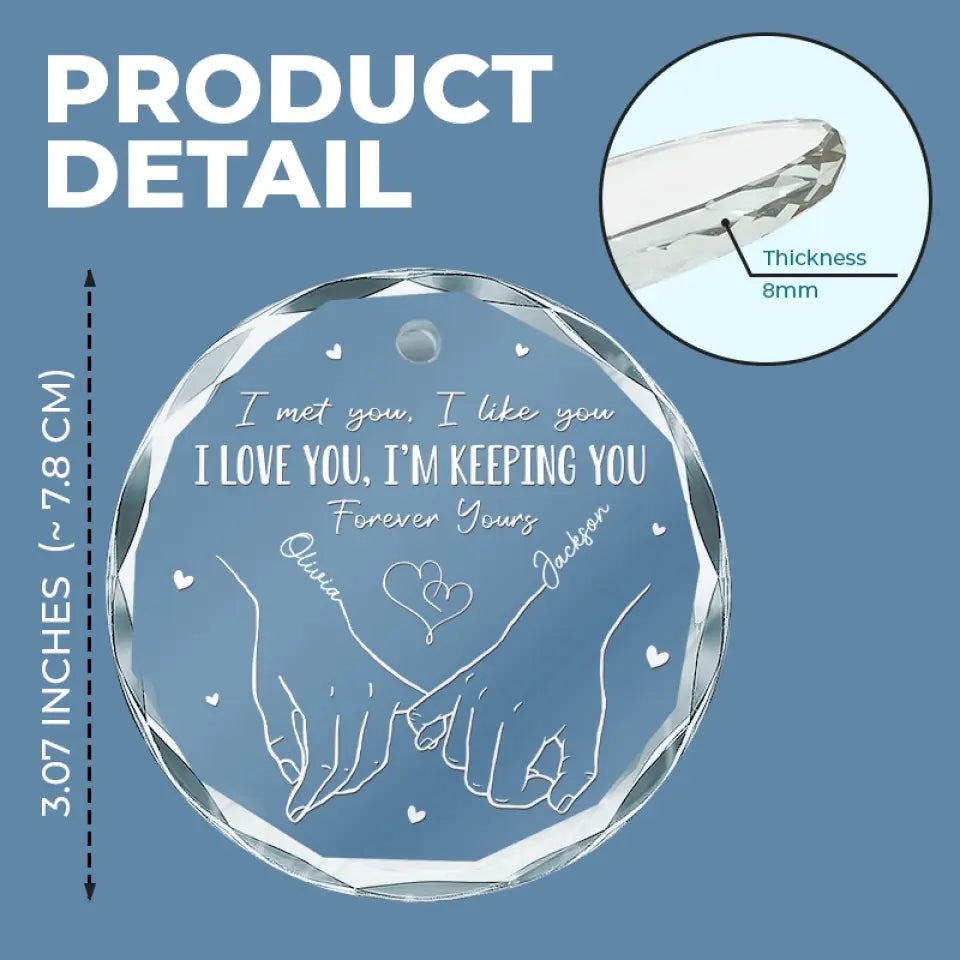 Je te garde à jamais à toi - Ornement en verre personnalisé pour couple - Cadeau pour mari et femme, anniversaire