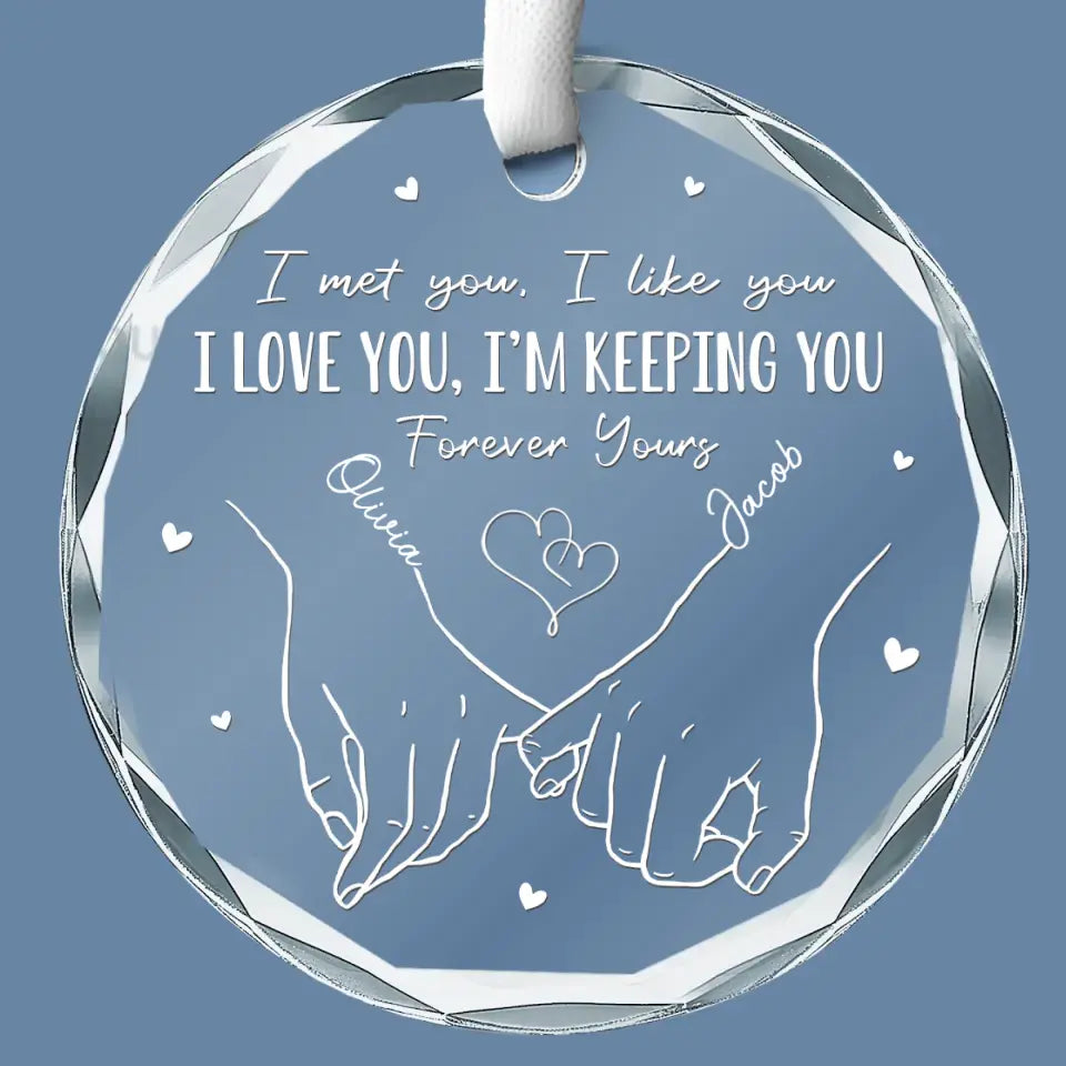 Je te garde à jamais à toi - Ornement en verre personnalisé pour couple - Cadeau pour mari et femme, anniversaire