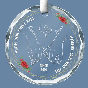 De notre premier baiser jusqu'à notre dernier souffle - Ornement en verre personnalisé pour couple - Cadeau pour mari et femme, anniversaire