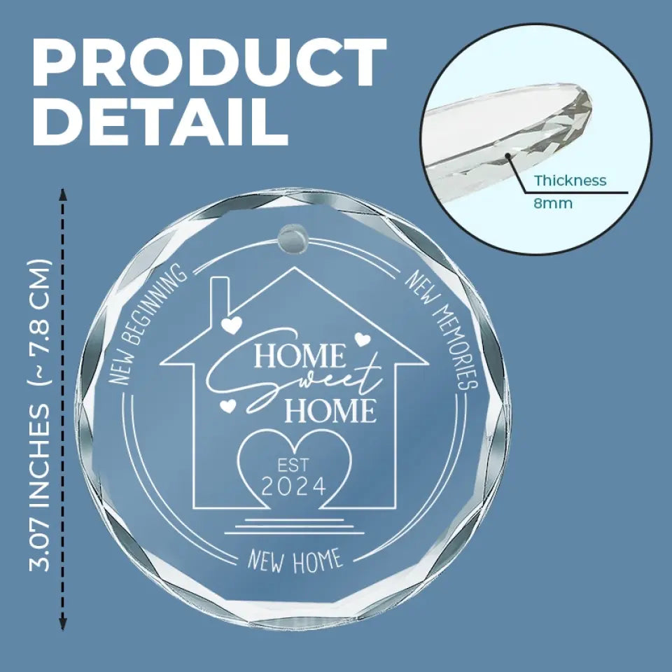 Nouvelle maison, nouveau départ, nouveaux souvenirs - Ornement en verre personnalisé pour couple - Cadeau pour mari et femme, anniversaire