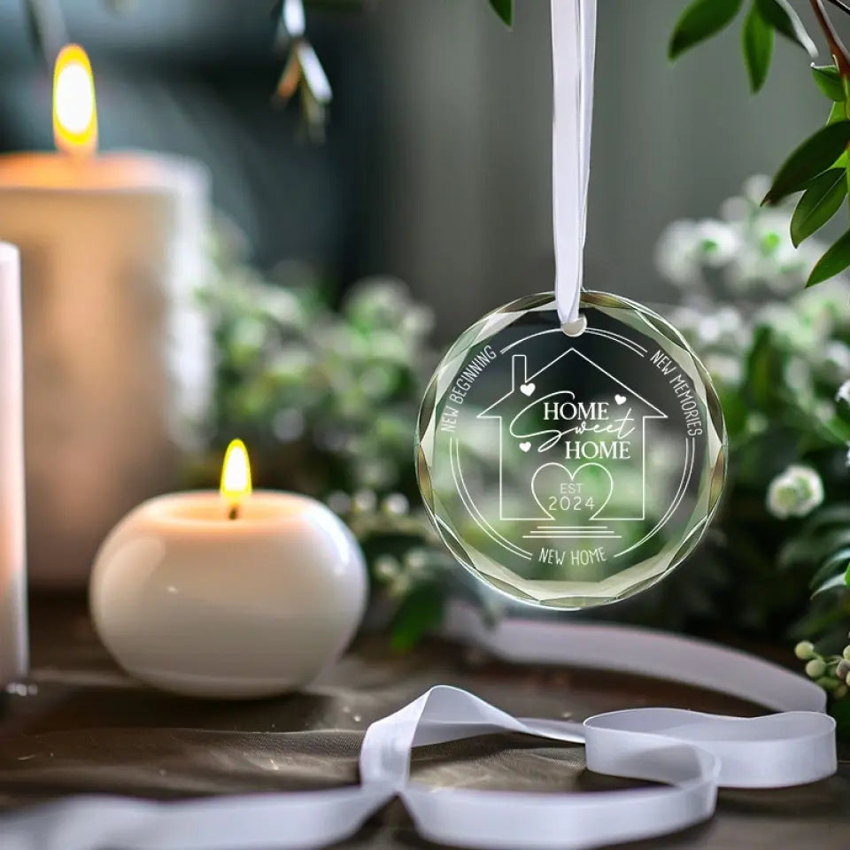 Nouvelle maison, nouveau départ, nouveaux souvenirs - Ornement en verre personnalisé pour couple - Cadeau pour mari et femme, anniversaire