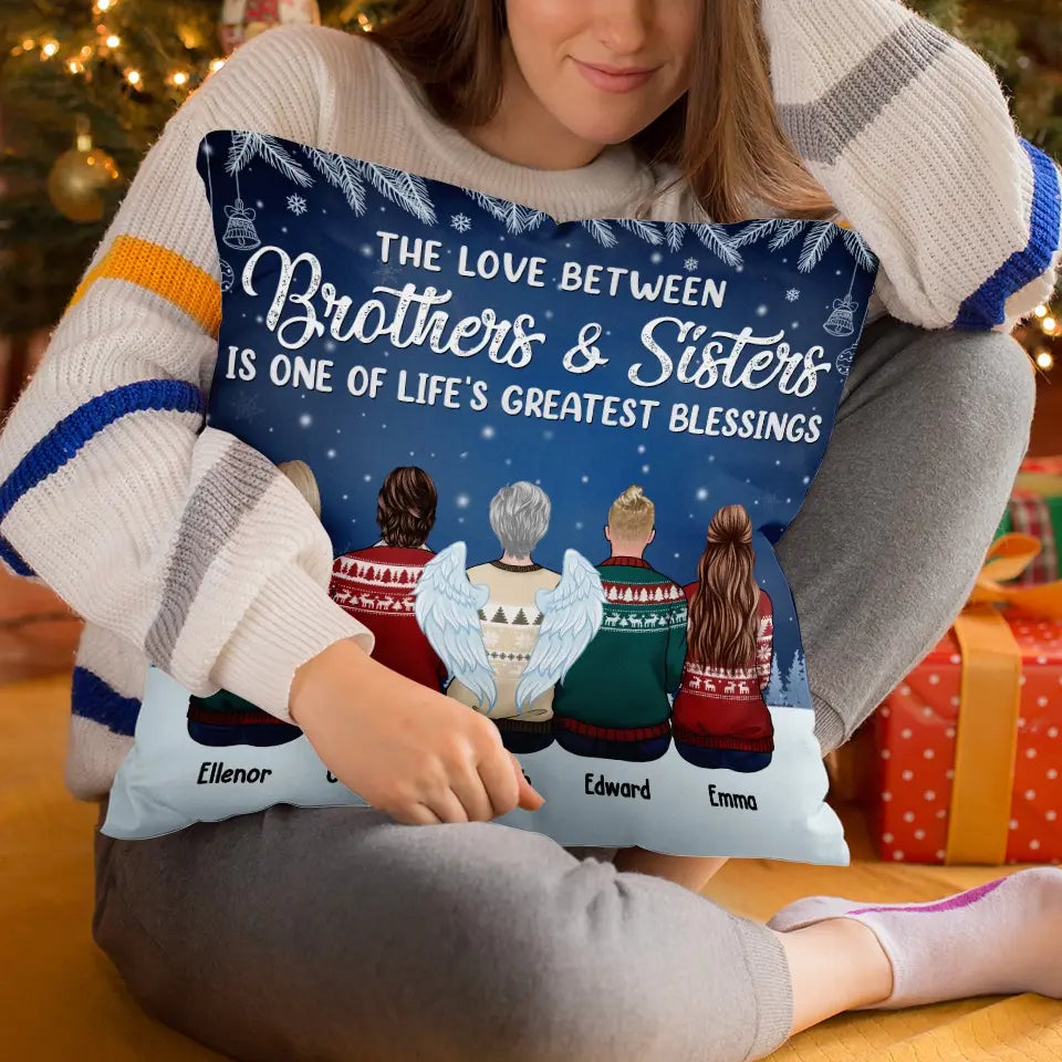 Le bonheur, c'est être entouré de sa famille - Coussin personnalisé pour la famille - Cadeau de Noël pour les membres de la famille
