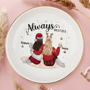Les vrais amis sont comme des diamants - Plat à bijoux personnalisé Bestie - Cadeau de Noël pour meilleures amies, meilleures amies, sœurs