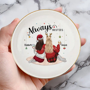Les vrais amis sont comme des diamants - Plat à bijoux personnalisé Bestie - Cadeau de Noël pour meilleures amies, meilleures amies, sœurs