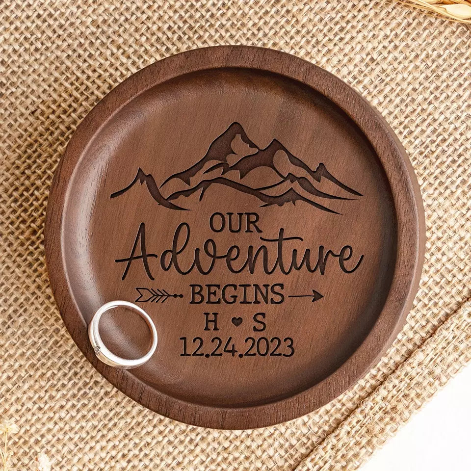 Voici un nouveau départ ! Plat à bijoux en bois personnalisé pour couple - Cadeau pour mari et femme, anniversaire