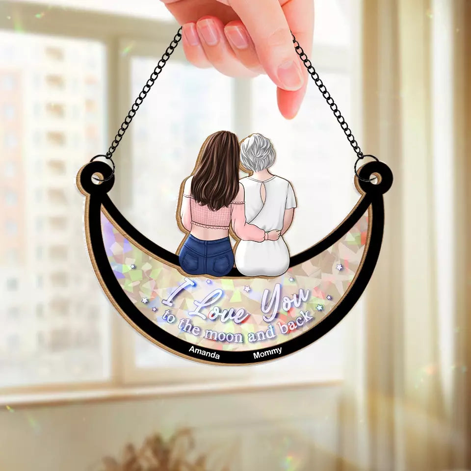 Le temps en famille est le meilleur moment - Attrape-soleil personnalisé à suspendre à la fenêtre - Cadeau pour maman