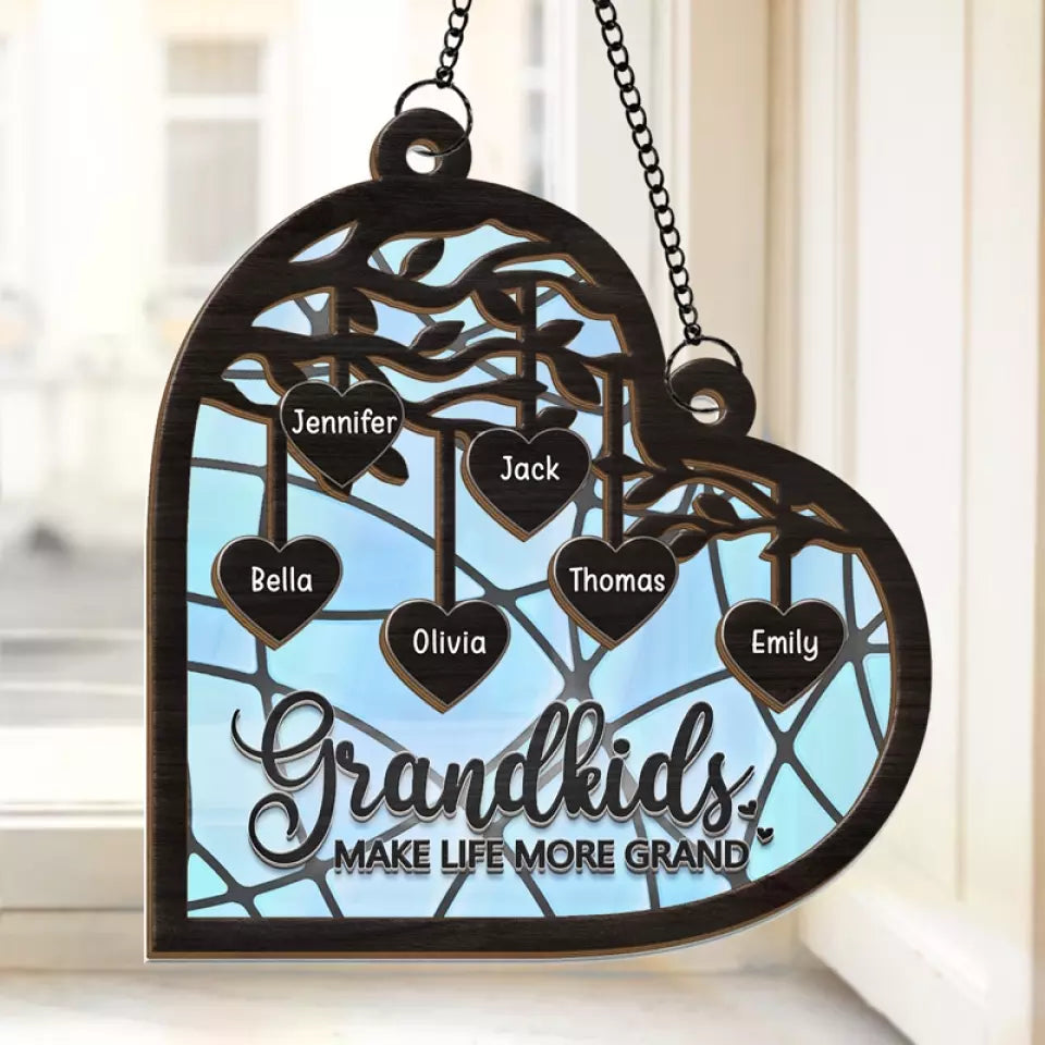 Nous vivons dans un cercle d'amour - Attrape-soleil personnalisé à suspendre à la fenêtre - Cadeau pour grand-mère