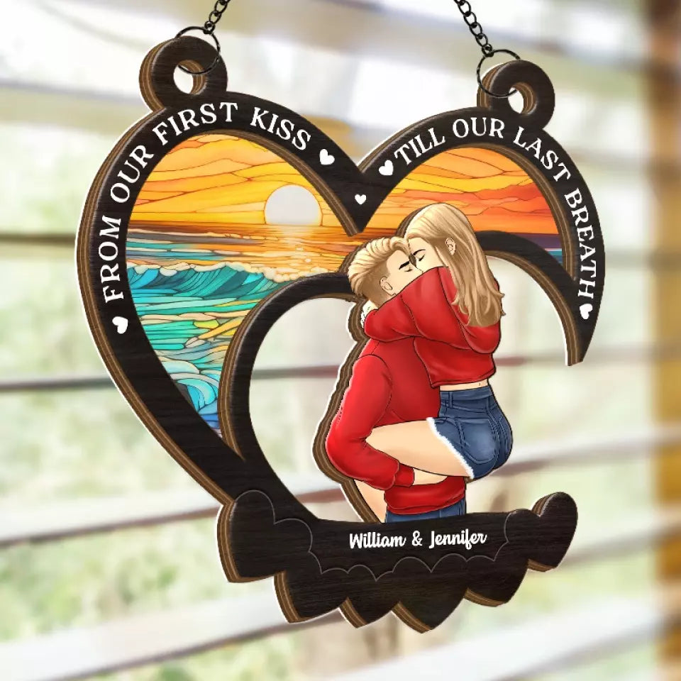 Le plus bel amour est celui qui réveille l'âme - Attrape-soleil personnalisé pour fenêtre - Cadeau pour mari et femme, anniversaire