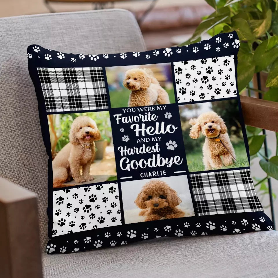 Photo personnalisée « Tu es toujours mon préféré » Bonjour - Coussin personnalisé commémoratif personnalisé - Cadeau de condoléances pour les propriétaires d'animaux et les amoureux des animaux