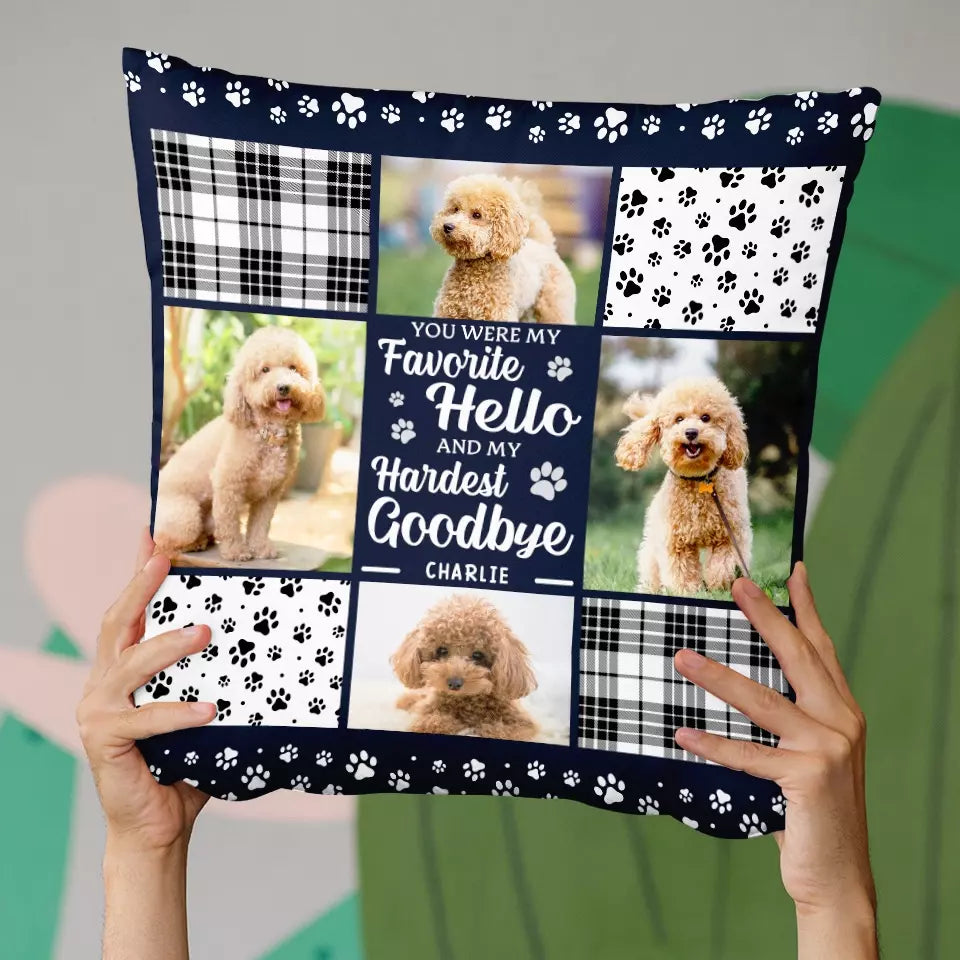 Photo personnalisée « Tu es toujours mon préféré » Bonjour - Coussin personnalisé commémoratif personnalisé - Cadeau de condoléances pour les propriétaires d'animaux et les amoureux des animaux