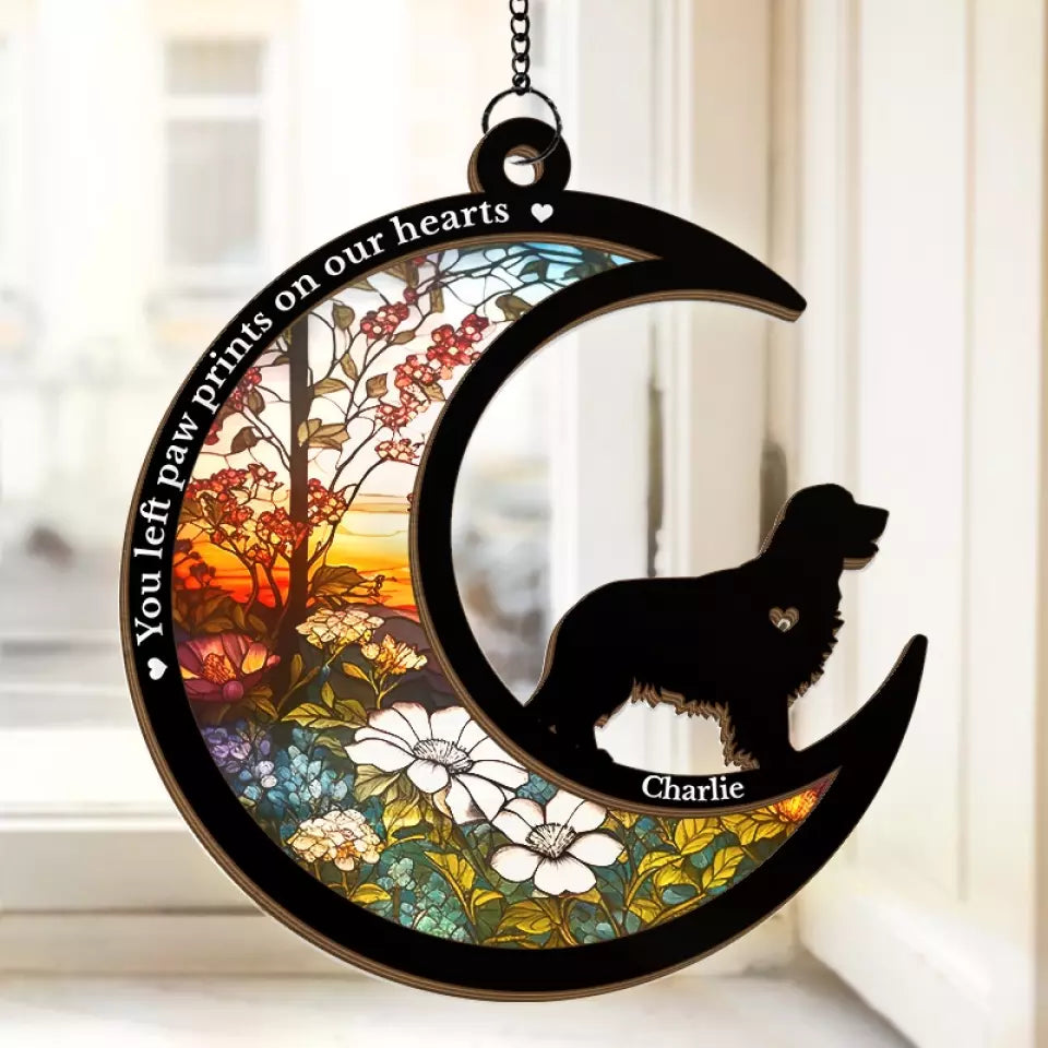 Plus à mes côtés, mais pour toujours dans mon cœur - Attrape-soleil personnalisé à suspendre à une fenêtre - Cadeau de condoléances pour les propriétaires d'animaux et les amoureux des animaux