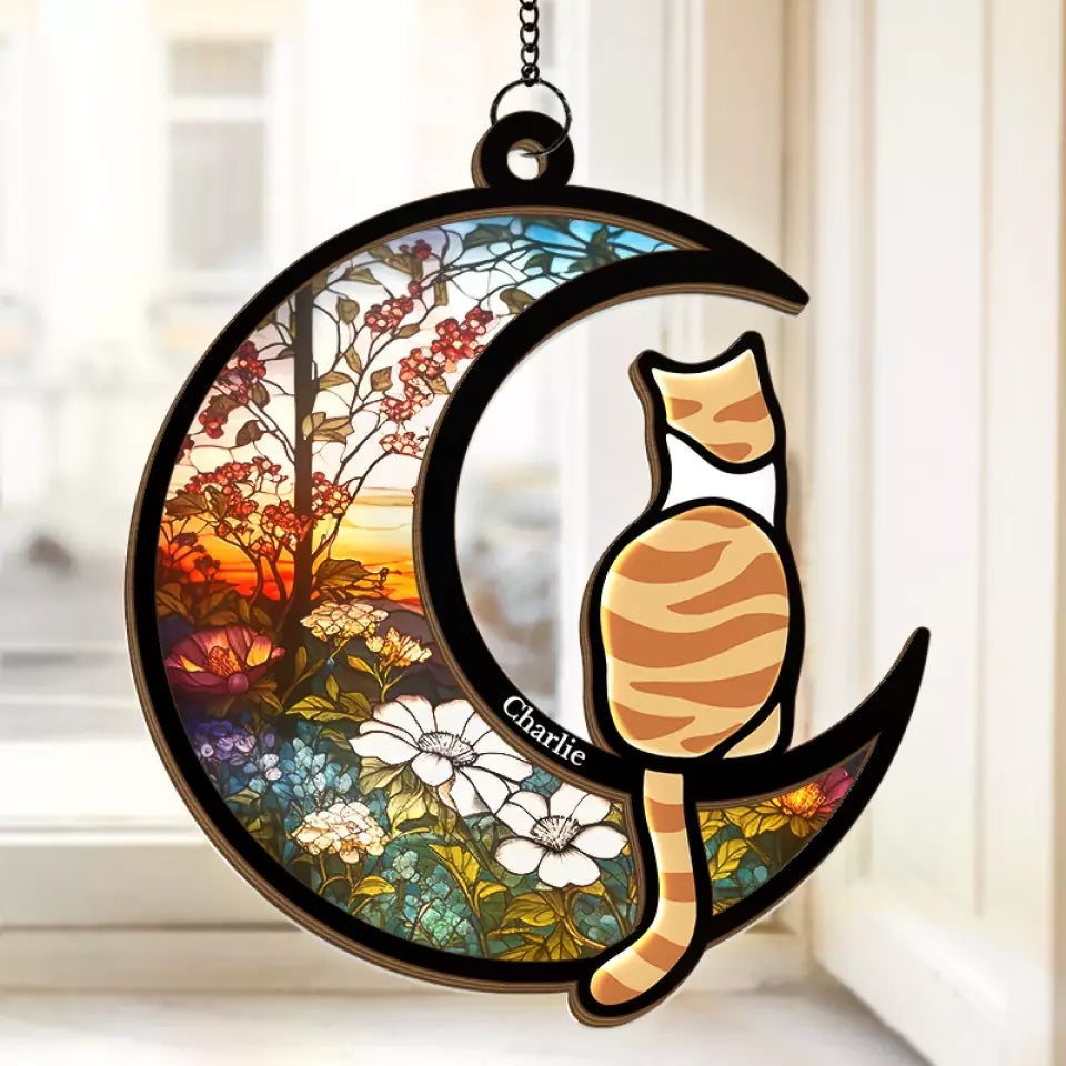À la poursuite des papillons au paradis – Attrape-soleil commémoratif personnalisé à suspendre à une fenêtre – Cadeau de condoléances pour les propriétaires et les amoureux des animaux