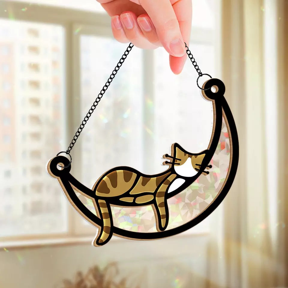 Les chats rendent tout meilleur – Attrape-soleil personnalisé à suspendre à une fenêtre – Cadeau de condoléances pour les propriétaires et les amoureux des animaux