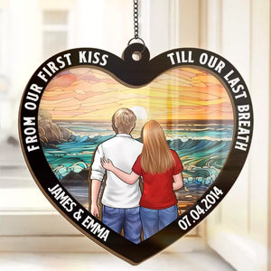 Mon histoire d'amour préférée est la nôtre - Attrape-soleil personnalisé pour fenêtre - Cadeau pour mari et femme, anniversaire