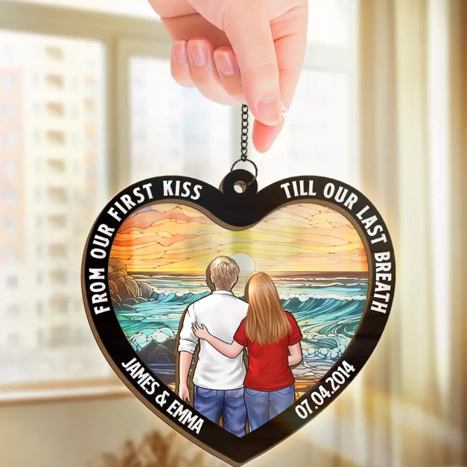 Mon histoire d'amour préférée est la nôtre - Attrape-soleil personnalisé pour fenêtre - Cadeau pour mari et femme, anniversaire