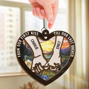 Un amour éternel, du début à la fin – Attrape-soleil personnalisé pour fenêtre – Cadeau pour mari et femme, anniversaire