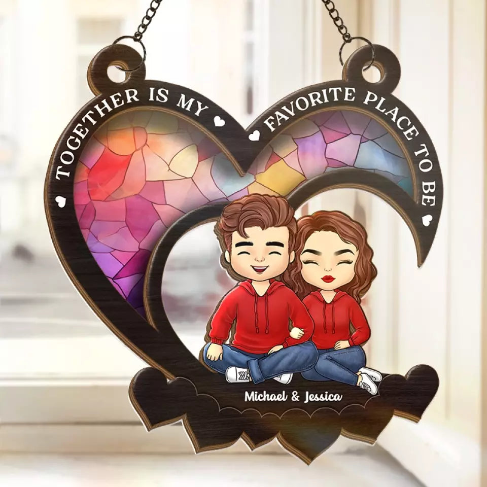Tomber amoureux à nouveau - Attrape-soleil personnalisé pour fenêtre - Cadeau pour mari et femme, anniversaire