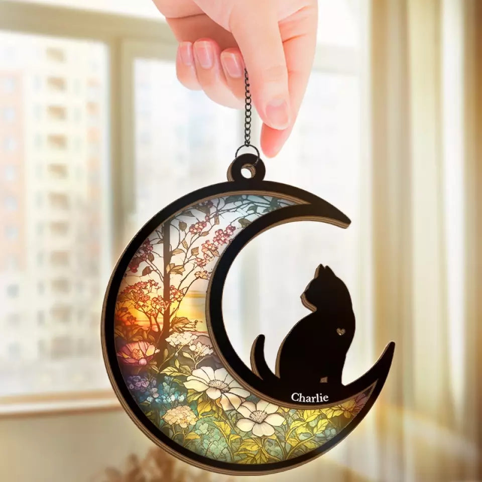 My Thoughts Are With You - Memorial Personalized Window Hanging Suncatcher - Sympathy Gift For Pet Owners, Pet Lovers