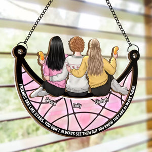 Les amis sont comme des étoiles - Attrape-soleil personnalisé à suspendre pour fenêtre - Cadeau pour meilleures amies, meilleures amies, sœurs