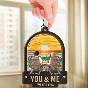 L'amour est l'ancre dans la tempête de la vie - Attrape-soleil personnalisé pour fenêtre - Cadeau pour mari et femme, anniversaire