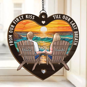 L'amour s'épanouit dans les moments les plus simples - Attrape-soleil personnalisé pour fenêtre - Cadeau pour mari et femme, anniversaire