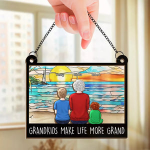 Petit-enfant complète le cercle de l'amour de la vie - Attrape-soleil personnalisé à suspendre à la fenêtre - Cadeau pour grand-mère