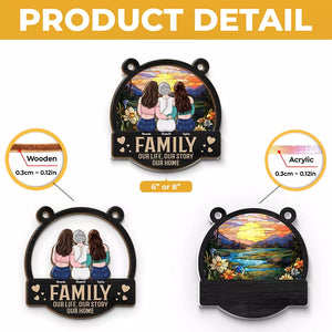 La vie est belle en famille - Attrape-soleil personnalisé à suspendre à la fenêtre - Cadeau pour les membres de la famille