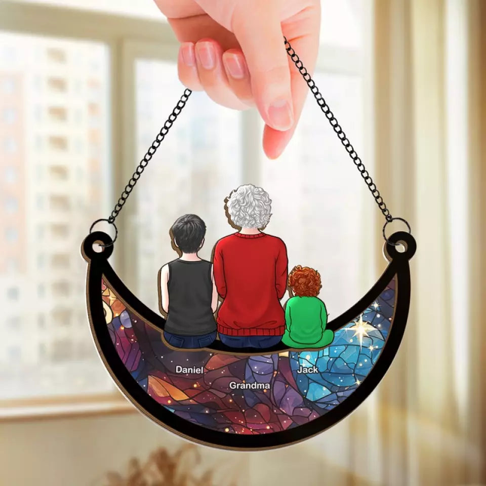 Moments précieux avec grand-mère - Attrape-soleil personnalisé à suspendre à la fenêtre - Cadeau de Noël pour grand-mère