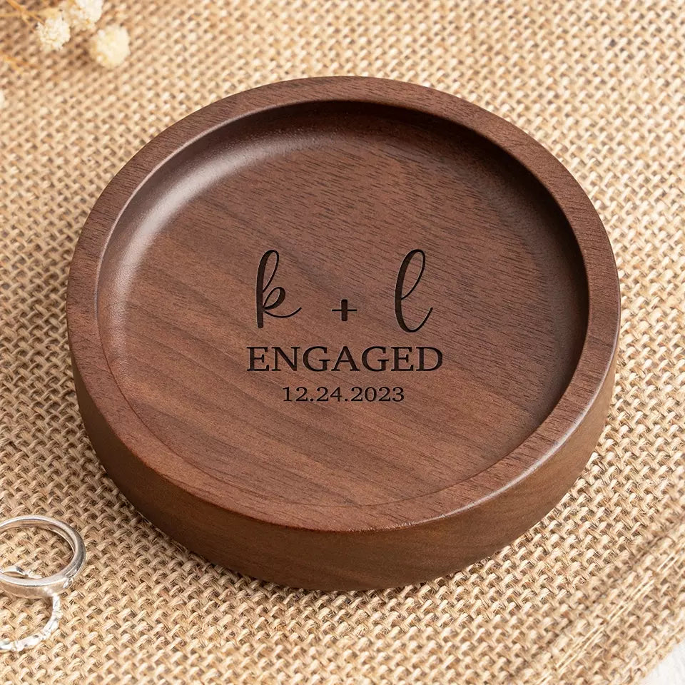 Je t'aime jusqu'à la lune et retour - Plat à bijoux en bois personnalisé pour couple - Cadeau pour mari et femme, anniversaire