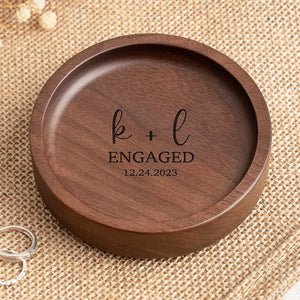 Je t'aime jusqu'à la lune et retour - Plat à bijoux en bois personnalisé pour couple - Cadeau pour mari et femme, anniversaire
