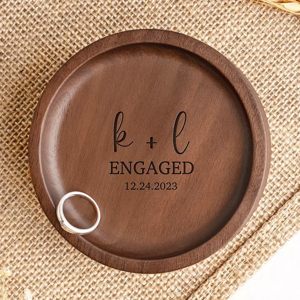 Je t'aime jusqu'à la lune et retour - Plat à bijoux en bois personnalisé pour couple - Cadeau pour mari et femme, anniversaire