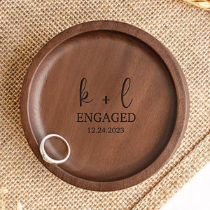 Je t'aime jusqu'à la lune et retour - Plat à bijoux en bois personnalisé pour couple - Cadeau pour mari et femme, anniversaire