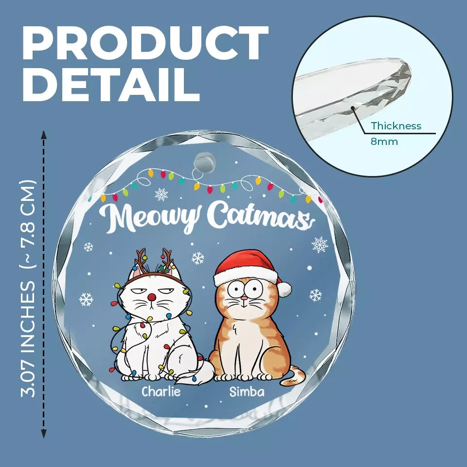 Joyeux Pawlidays - Décoration en verre ronde personnalisée pour chien et chat - Cadeau de Noël pour les propriétaires et les amoureux des animaux