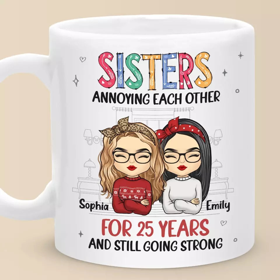 Un frère ou une sœur est en partie lié par le sang, en partie rival et ami pour toujours - Tasse personnalisée pour la famille - Cadeau pour les membres de la famille, les frères et sœurs