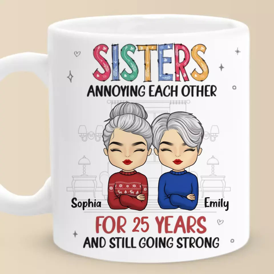 Un frère ou une sœur est en partie lié par le sang, en partie rival et ami pour toujours - Tasse personnalisée pour la famille - Cadeau pour les membres de la famille, les frères et sœurs