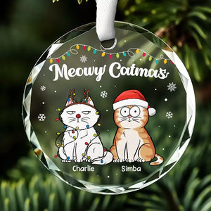 Joyeux Pawlidays - Décoration en verre ronde personnalisée pour chien et chat - Cadeau de Noël pour les propriétaires et les amoureux des animaux