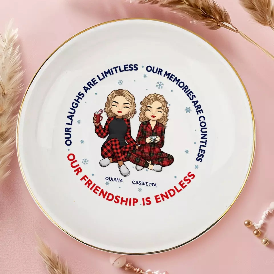 Notre amitié est infinie - Porte-bijoux personnalisé Bestie - Cadeau de Noël pour meilleures amies, meilleures amies, sœurs