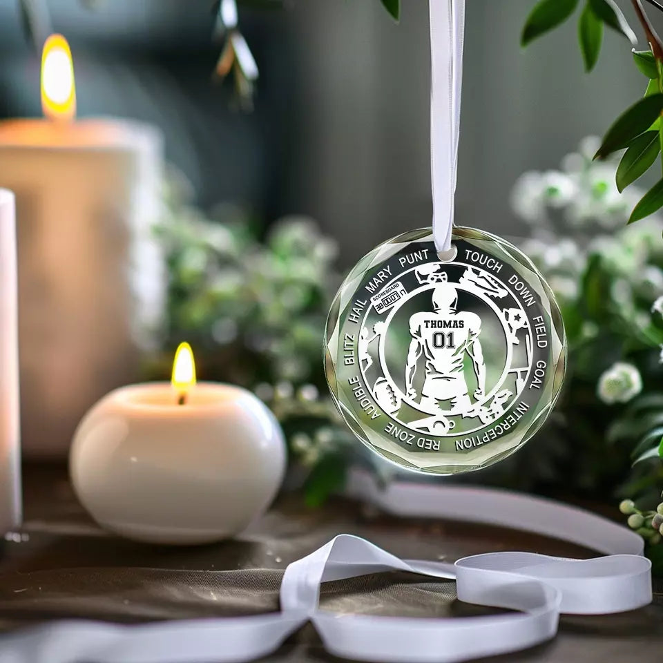 Game On - Décoration en verre personnalisée en forme de cercle - Cadeau de Noël pour les amateurs de sport et les joueurs