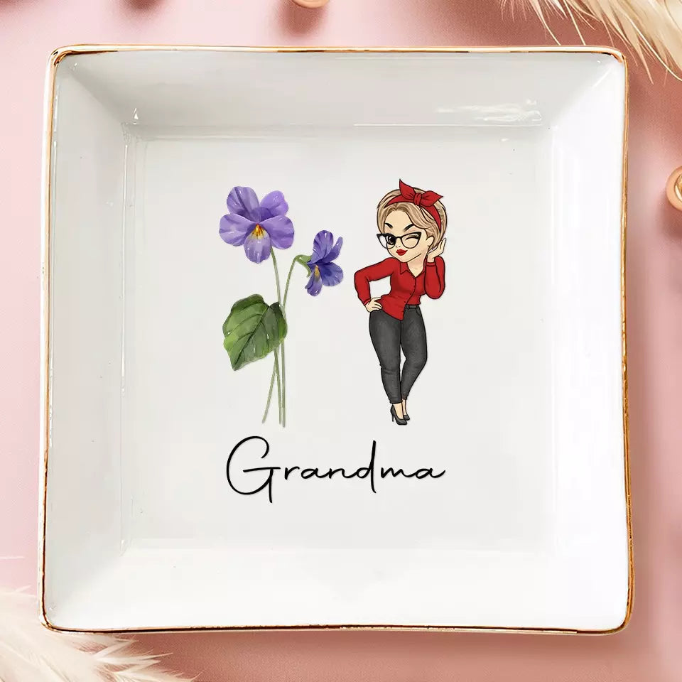 Grand-mère est le cœur de notre famille - Plat à bijoux personnalisé pour la famille - Cadeau pour maman et grand-mère