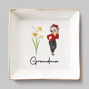 Grand-mère est le cœur de notre famille - Plat à bijoux personnalisé pour la famille - Cadeau pour maman et grand-mère