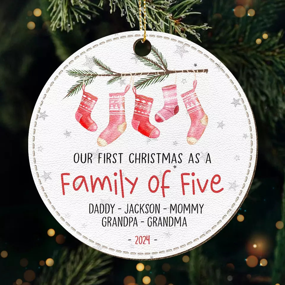Faites vibrer vos proches à Noël ! Décoration de Noël personnalisée en cuir pour toute la famille. Cadeau de Noël pour les membres de la famille, les bébés et les nouveau-nés.