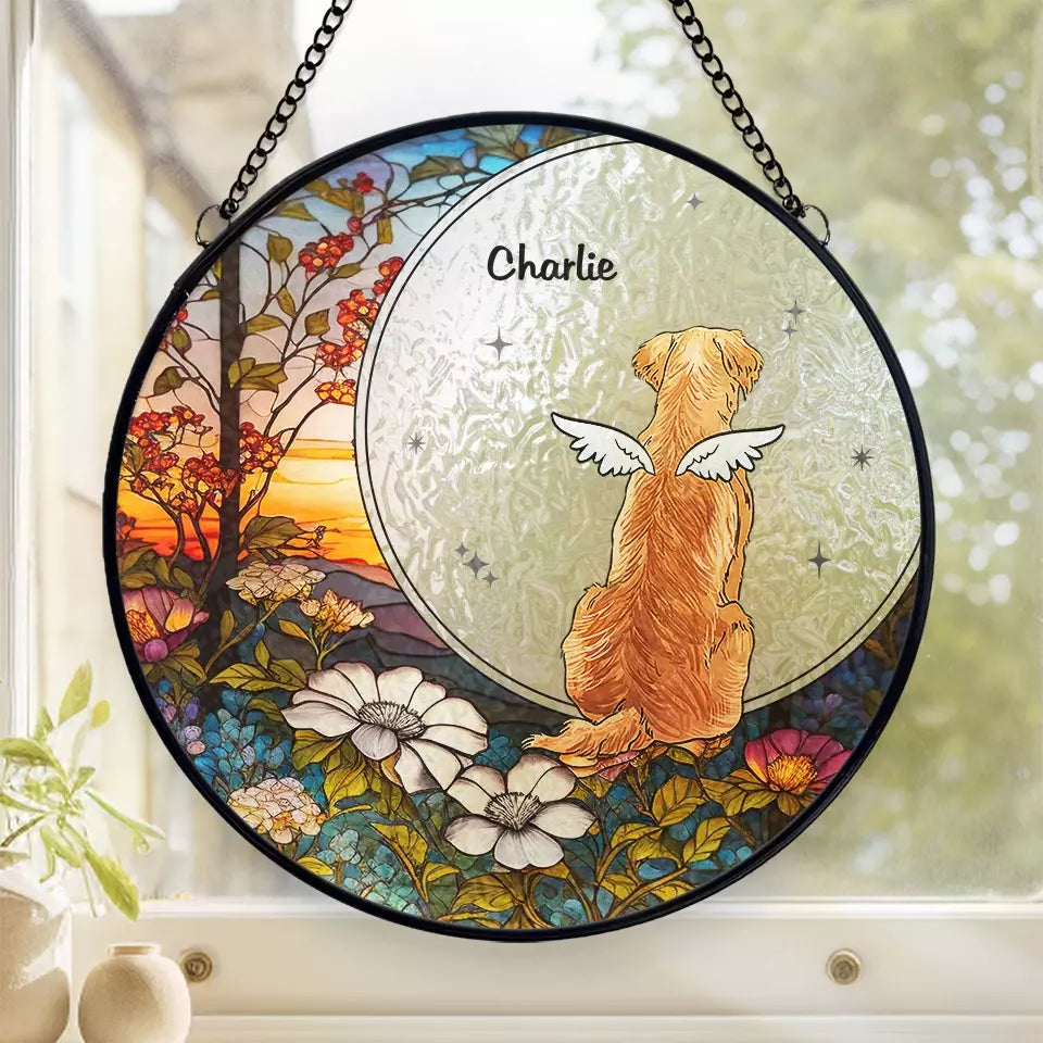 Forever In My Heart - Attrape-soleil personnalisé à suspendre sur vitrail - Cadeau de condoléances pour les propriétaires et les amoureux des animaux
