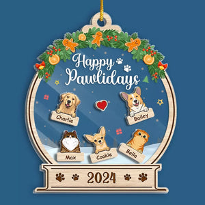 Joyeuses fêtes - Ornement shaker personnalisé à 3 étages pour chien et chat - Cadeau de Noël pour propriétaires et amoureux des animaux