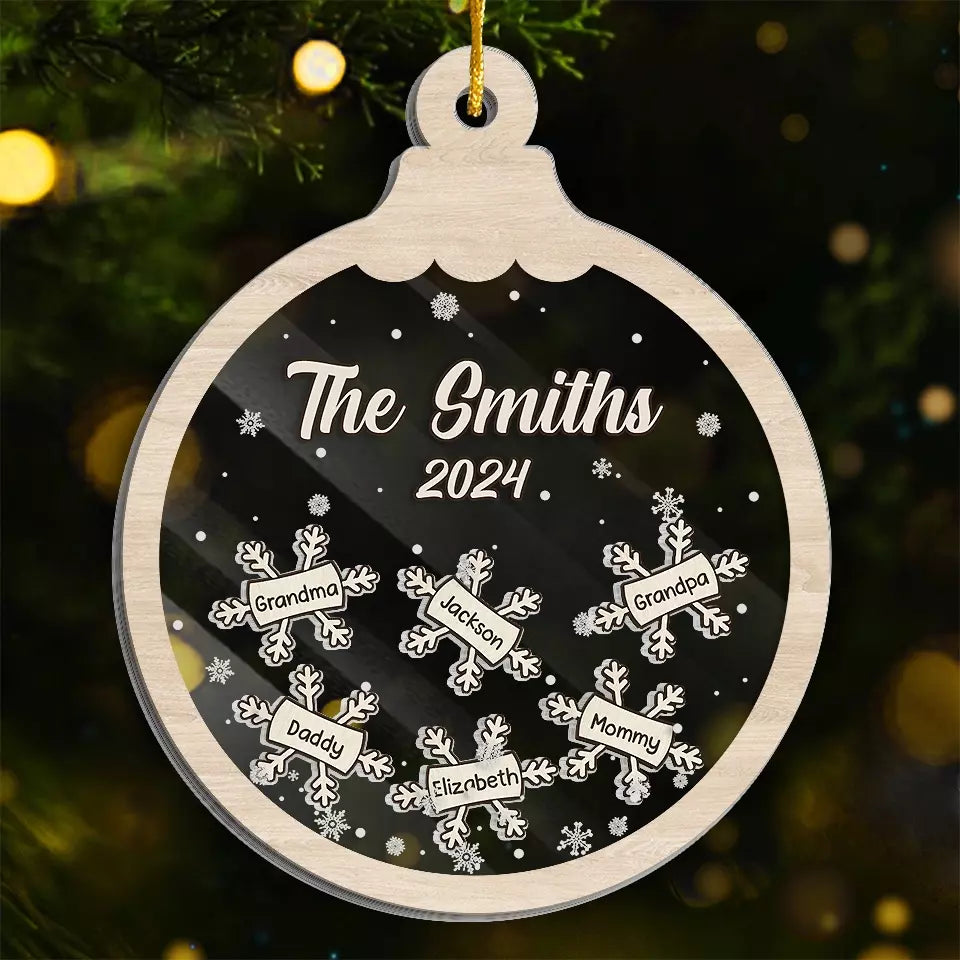 Le feu de la famille alimenté par la magie de Noël - Ornement Shaker personnalisé à 3 étages pour la famille - Cadeau de Noël pour les membres de la famille